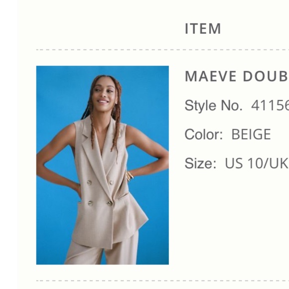 Maeve Double Breasted Suit Vest - Anthropologie - Picture 1 of 4